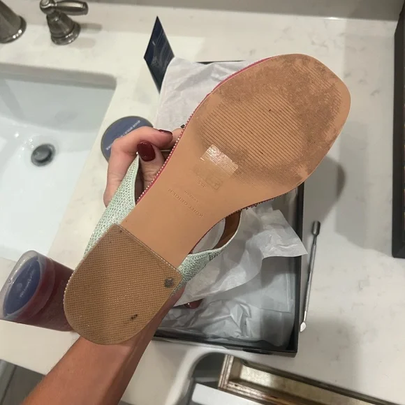 Kurt Geiger Pink Sandals with Multicolor Pom Poms - Picture 3 of 4